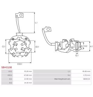 Porte-balais de démarreur pour BOSCH 0001138054, 0001138057, 000113805