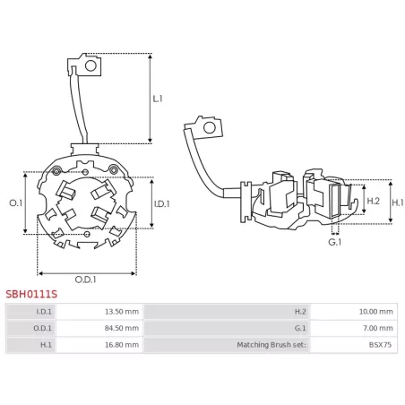 Porte-balais de démarreur pour BOSCH 0001211221