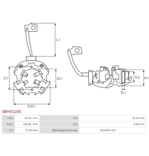 Porte-balais de démarreur pour BOSCH 0001330008