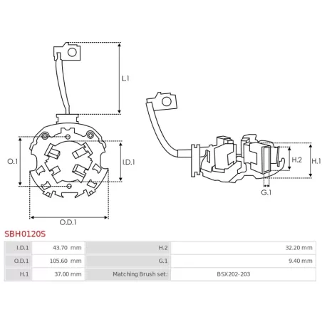 Porte-balais de démarreur pour BOSCH 0001330008