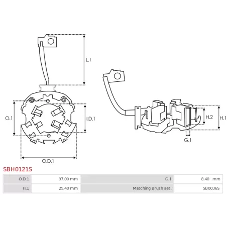 Porte-balais de démarreur pour BOSCH 0001368015, 0001368061, 0001368064, 0001368078