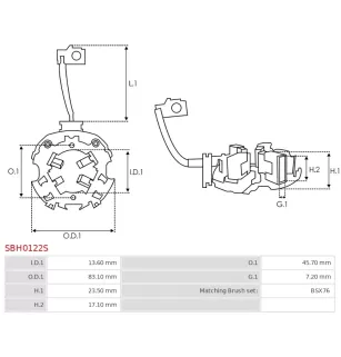 Porte-balais de démarreur pour BOSCH 0001311112, 0001311113, 000131111