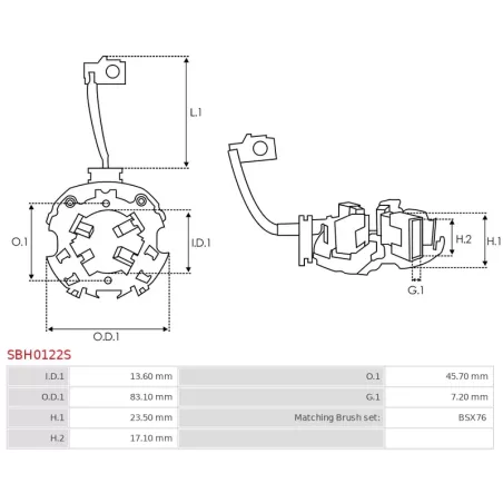 Porte-balais de démarreur pour BOSCH 0001311112, 0001311113, 0001311114, 0001311115