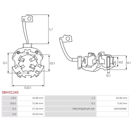 Porte-balais de démarreur pour BOSCH 0001139085, 0001149404, 0001149412