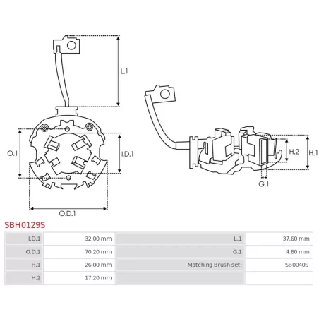 Porte-balais de démarreur pour BOSCH 0001174600, 0001174601, 0001174608, 0001174612