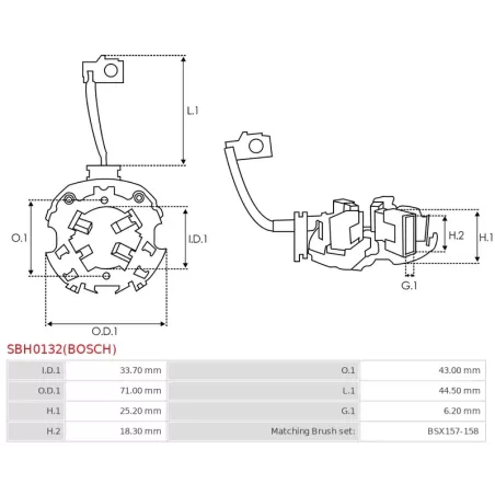 Porte-balais de démarreur pour BOSCH 0001109020, 0001109027, 0001109042, 0001109046