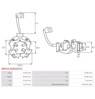 Porte-balais de démarreur pour BOSCH 0001112019, 0001112032, 000111300