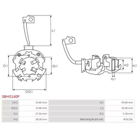 Porte-balais de démarreur pour BOSCH 0001139032, 0001149418, 0001149419, 0001149420