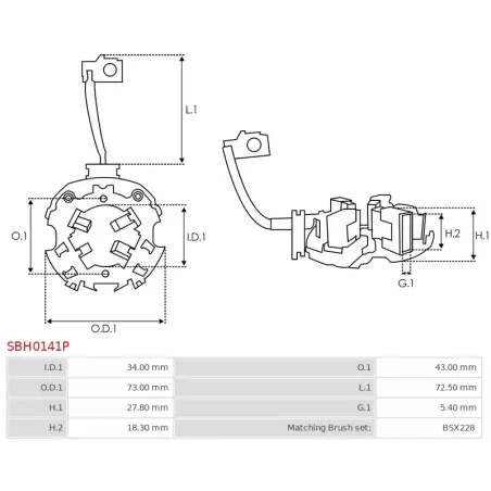 Porte-balais de démarreur pour BOSCH 0001139017, 0001139018, 0001139019, 0001139020