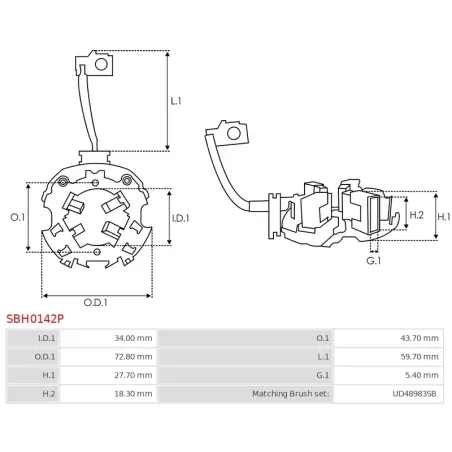 Porte-balais de démarreur pour BOSCH 0001139053