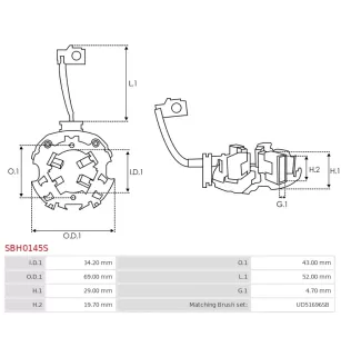 Porte-balais de démarreur pour BOSCH 0001139005, 0001139006, 000113901