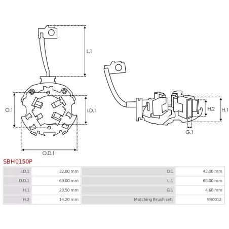 Porte-balais de démarreur pour BOSCH 0001147422, 0001147423, 0001147432