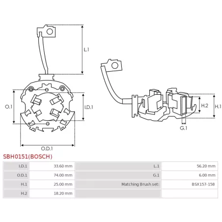 Porte-balais de démarreur pour BOSCH 0001109008, 0001109009, 0001109017, 0001109026