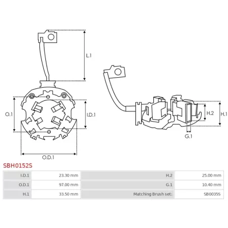 Porte-balais de démarreur pour BOSCH 0001367022, 0001367023, 0001367024, 0001367025