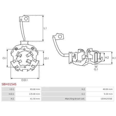 Porte-balais de démarreur pour BOSCH 0001601007