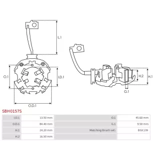 Porte-balais de démarreur pour BOSCH 0001315002, 0001315004