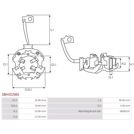 Porte-balais de démarreur pour BOSCH 0001170607, 0001172406, 0001172407