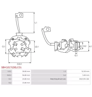 Porte-balais de démarreur pour DELCO 8000160, 8000213, 8000214, 800021