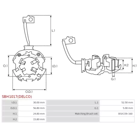 Porte-balais de démarreur pour DELCO 8000160, 8000213, 8000214, 8000216