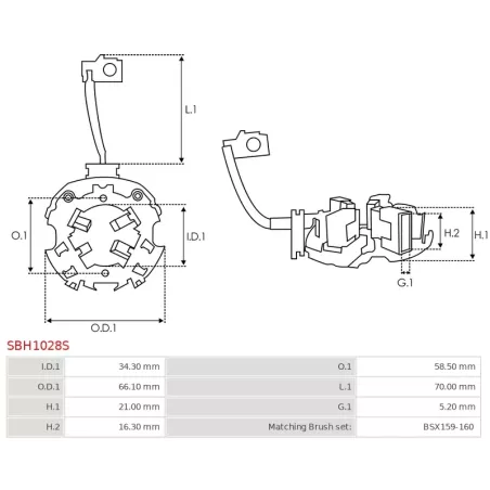 Porte-balais de démarreur pour DELCO 361002A970, 8000039, 8000073, 8000511