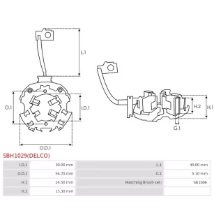 Porte-balais de démarreur pour DELCO 8000048, 8000213, 8000337, 800034