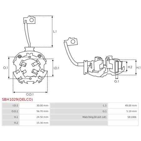 Porte-balais de démarreur pour DELCO 8000048, 8000213, 8000337, 8000340