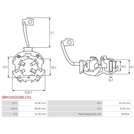 Porte-balais de démarreur pour DELCO 19070039, 8200138, 8200475, 8200777