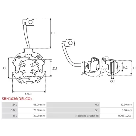 Porte-balais de démarreur pour DELCO 39MT, 8200287, 8200289