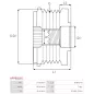 Poulie lente d’alternateur AS-PL UD101374AFP pour UD46566AFP, BOSCH 1987945416, CARGO 330527, 335011, IKA 3.5452.1, 3.5473.0