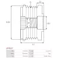 Poulie lente d’alternateur CARGO 331742, DENSO 021040-1210, IKA 3.5462.0, 3.5462.1, INA 5350218, 5350218000, F-582200