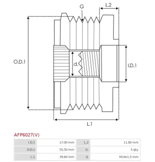 Poulie lente d’alternateur CARGO 331742, DENSO 021040-1210