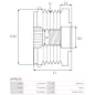 Poulie lente d’alternateur AS-PL UD45196AFP, CARGO 330281, DENSO 021040-1631, FIAT 55168280, IKA 3.5451.1, KOYO WCPN36RC4X