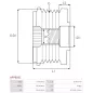 Poulie lente d’alternateur CARGO 333435, DENSO 021040-1980, FIAT 51860757, 55216555, IKA 3.5460.1, INA 535023010, LITENS 920979