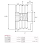 Poulie lente d’alternateur CARGO 333435, FIAT 55216555, IKA 3.5460.1, INA 535023010, LITENS 920979, PEUGEOT 51860757