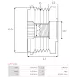 Poulie lente d’alternateur AS-PL UD101537AFP, CARGO 333453, DENSO 121041-0580, MS121041-0580, FIAT 77364721, IKA 3.3596.0