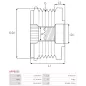 Poulie lente d’alternateur CARGO 335568, IKA 3.5515.1, INA 535028810, LITENS 920814, RUVILLE 57800, TOYOTA 274150-W030