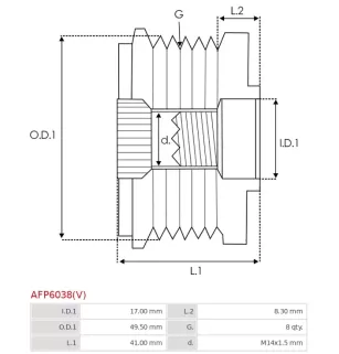 Poulie lente d’alternateur AS-PL UD11590AFP, CARGO 333670