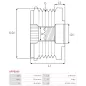 Poulie lente d’alternateur AS-PL UD11587AFP, CARGO 333466, DENSO 121041-1190, 121041-1990, IKA 3.5485.1, INA 5350264, 535026410