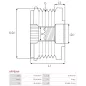 Poulie lente d’alternateur AS-PL UD101333AFP pour UD11582AFP, CARGO 333433, DENSO 021040-1900, 021040-2350, FORD 9M5Q-10A352-AA