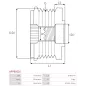 Poulie lente d’alternateur AS-PL UD101530AFP, CARGO 333710, DENSO 121041-1590, FIAT 77364965, INA 5350221000, 535022110