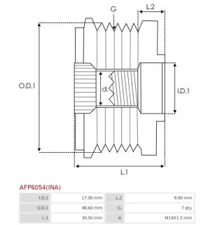 Poulie lente d’alternateur AS-PL UD809921AFP, CARGO 334130, IKA 3.5509.0, 3.5509.1, INA F-612719, LUK 5350275000, 535027510