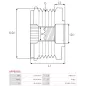 Poulie lente d’alternateur AS-PL UD101423AFP pour UD46482AFP, DENSO 021040-2520, IKA 3.5513.0, 3.5513.1, INA 5350277000