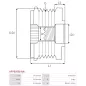 Poulie lente d’alternateur AS-PL UD809936AFP, DENSO 121041-2020, IKA 3.5526.1, INA F-580958, LUK 5350304000, 535030410