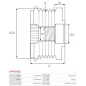 Poulie lente d’alternateur AS-PL UD19813AFP, DENSO 121041-2020, IKA 3.5526.1, INA F-580958, LUK 5350304000, 535030410