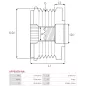 Poulie lente d’alternateur AS-PL UD809938AFP, DENSO 121041-2060, IKA 3.5527.1, INA 5350311000, 535031110, F-583190, F-583190.01