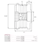 Poulie lente d’alternateur AS-PL UD101539AFP, CARGO 335580, DENSO 121041-2050, 121041-2370, FIAT 55257677, IKA 3.5523.1