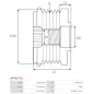 Poulie lente d’alternateur AS-PL UD18148AFP, LITENS 920833, TOYOTA 27415-0W050, 27415-0W051, 27415-0W052, 27415-0W052A