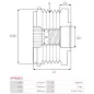 Poulie lente d’alternateur AS-PL UD45073AFP, DENSO 1042105840, 1042118340, 1042118360, AS-PL A6426S, A6453S, A6502S