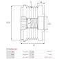 Poulie lente d’alternateur AS-PL UD21039(INA)AFP, INA 5350340000, 535034010, F-586614, F-586614.01, ELECTROLOG PUL6158