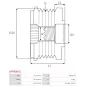 Poulie lente d’alternateur AS-PL UD21207AFP, IKA 3.5535.1, INA 535033810, LITENS 920035, TOYOTA 27415-0Y060, 27415-0Y061